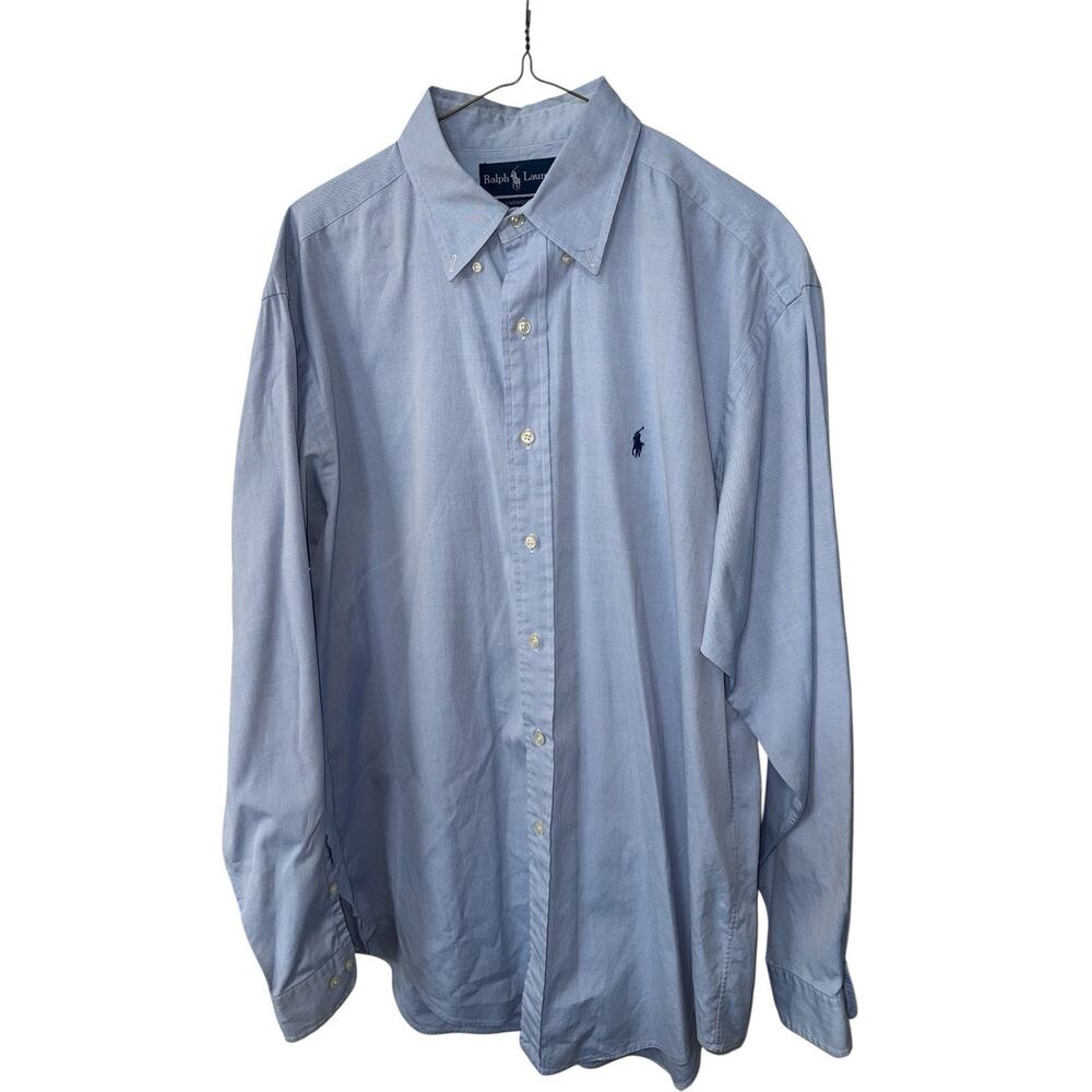 Ralph Lauren Yarmouth 16 34 35 Blue Pinpoint Oxford Shirt Pony Career Office